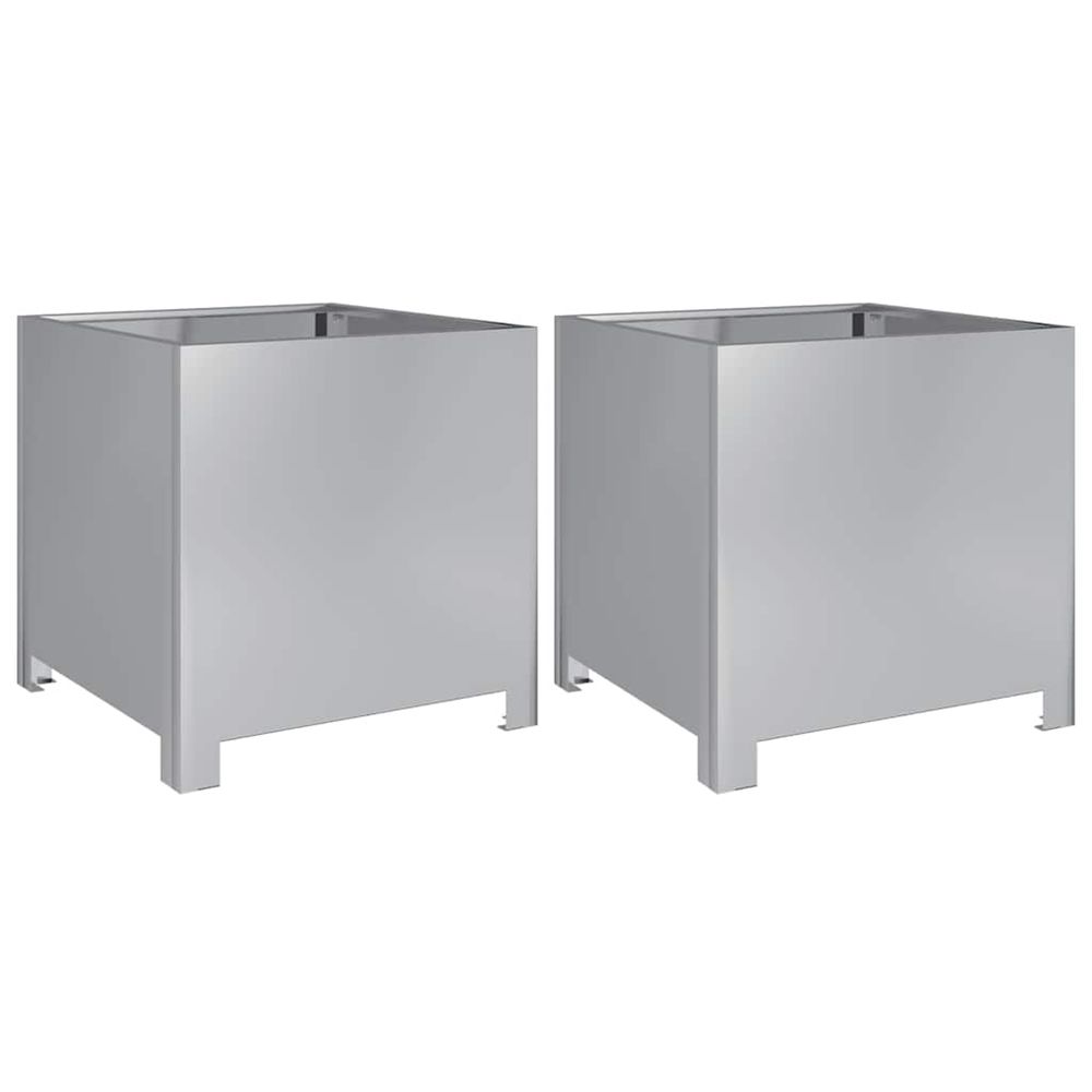 Jardinière d'extérieurs 2 pcs 40x40x40 cm acier galvanisé