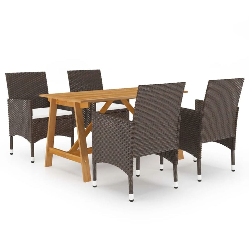 Ensemble à manger de jardin 5 pcs marron