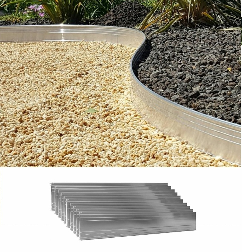 Jeu de 10 bordures de jardin en aluminium ultra solide 10cm de haut 10m de long | bordure jardin, sans couleur