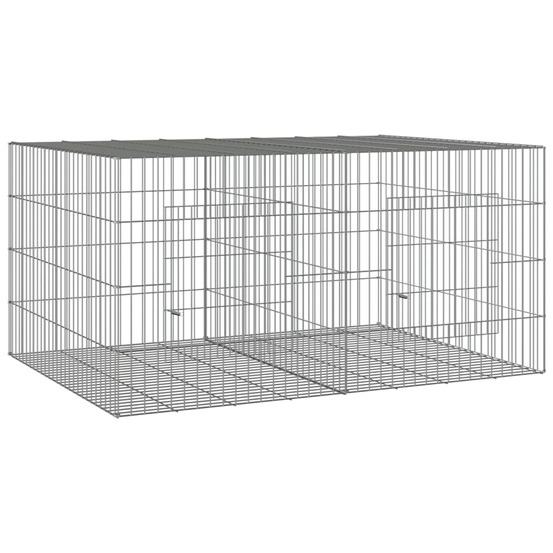 Cage à lapin 2 panneaux 110 x 79 x 54 cm fer galvanisé argent