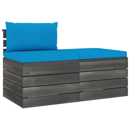 Salon palette de jardin 2 pcs avec coussins bois de pin massif
