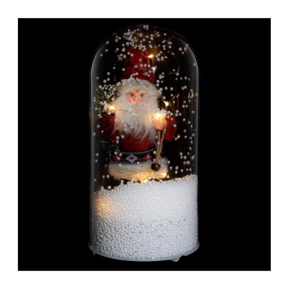 Déco père noël sous cloche, animée et musicale