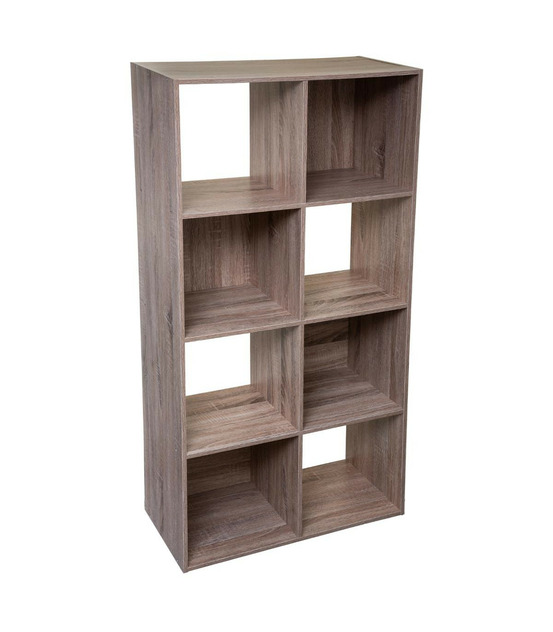 Meuble étagère 8 cases de rangement effet bois naturel h 134 cm