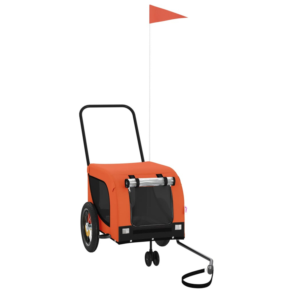 Remorque de vélo pour animaux de compagnie orange et noir