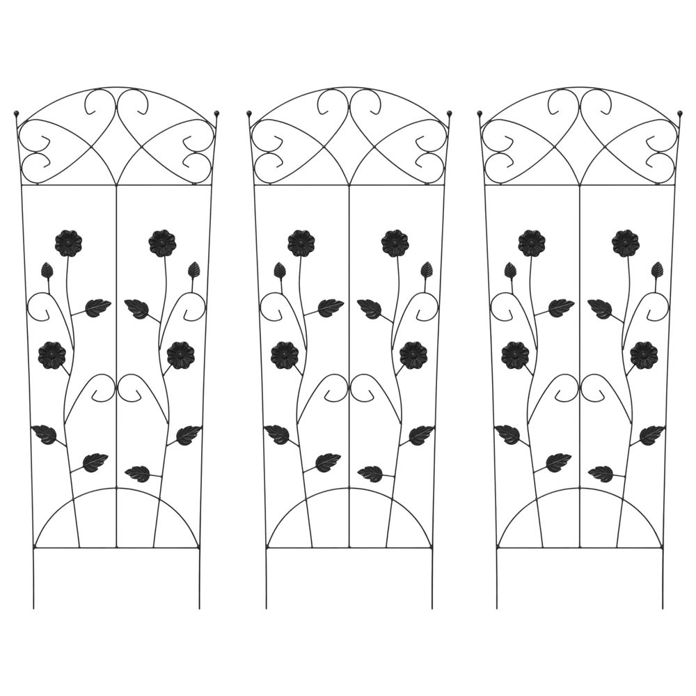 Clôture de jardin 3 pc noir 110,5 x 42,5 cm acier
