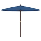 Parasol de jardin avec mât en bois 299 x 240 cm bleu