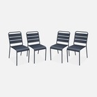 Lot de 4 chaises intérieur / extérieur en métal peinture antirouille empilables coloris gris