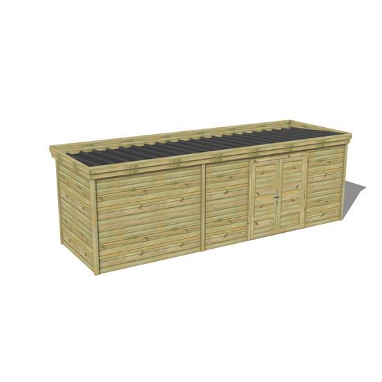Abri de jardin bois pin traité autoclave 27mm - 6,895x2,14m / 15m2 - bac acier - abri français