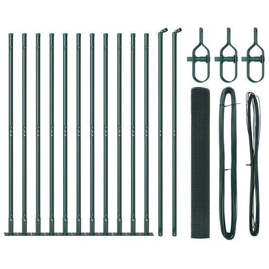 Clôture avec poteaux vert 0.8 x 25 m acier