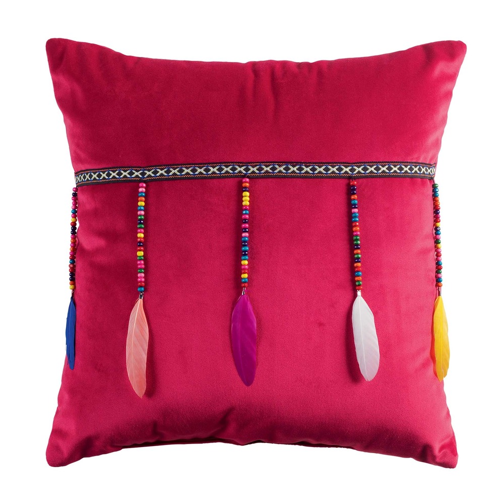 Coussin effet velours pampilles plumis