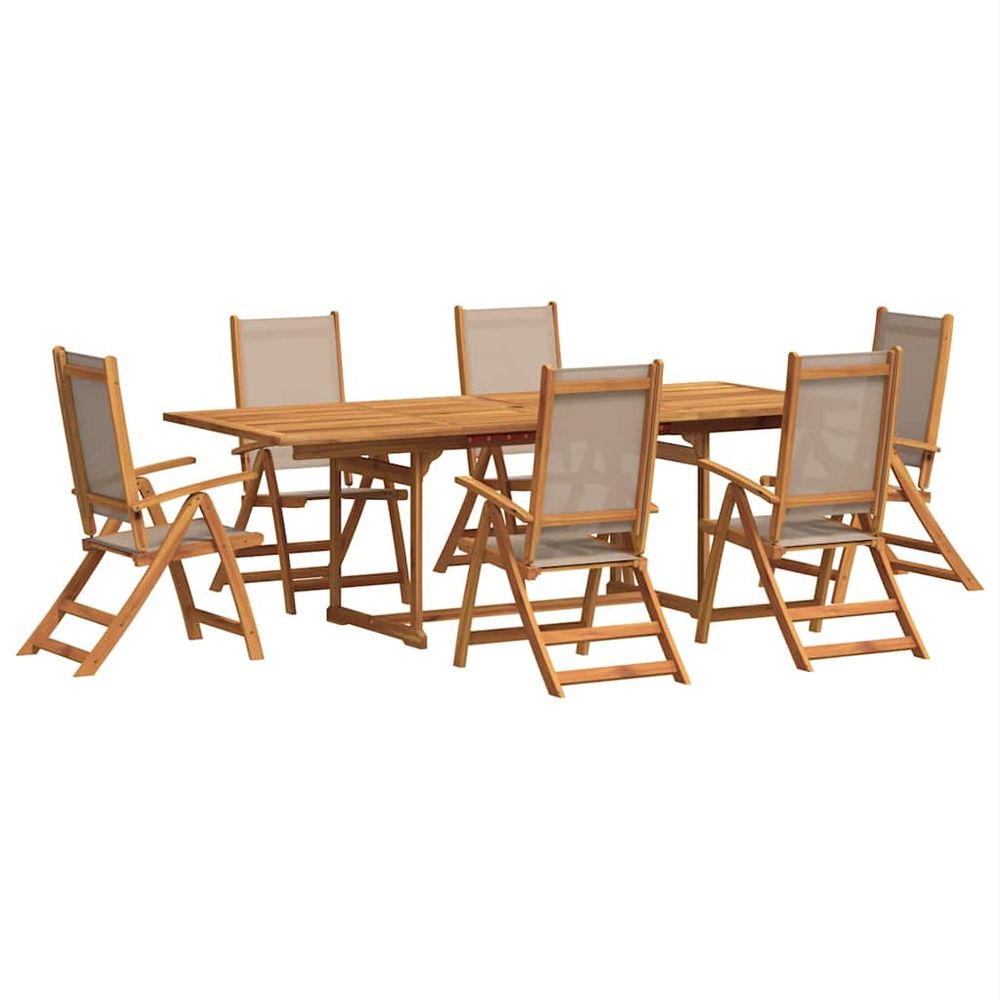 Ensemble à manger de jardin 7pcs bois d'acacia solide textilène