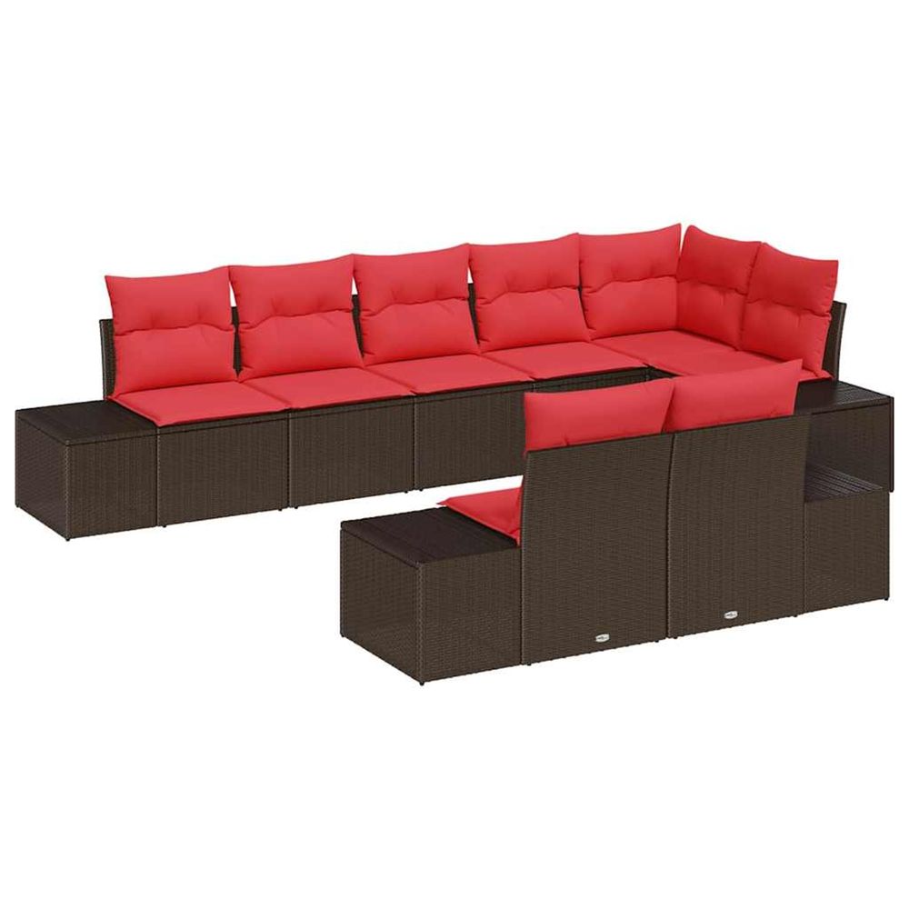 Ensemble de canapé de jardin 8 pc marron polyrotin
