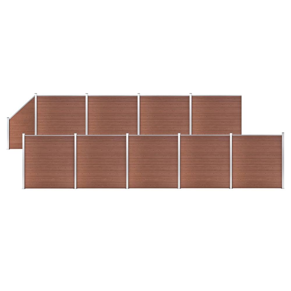 Ensemble de clôture wpc 9 carré + 1 incliné 1657x186 cm marron