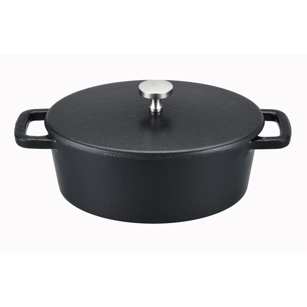 Mini cocotte ovale - ø12,5cm - fonte noire - avec couvercle - black design - baumalu