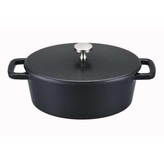 Mini cocotte ovale - ø12,5cm - fonte noire - avec couvercle - black design - baumalu