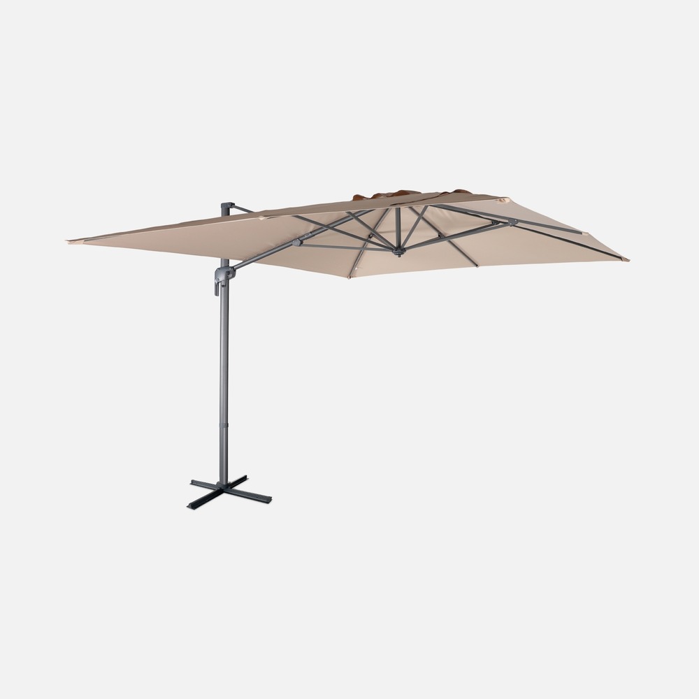 Parasol déporté rectangulaire 3x4m – antibes – parasol déporté, inclinable, rabattable et rotatif à 360°
