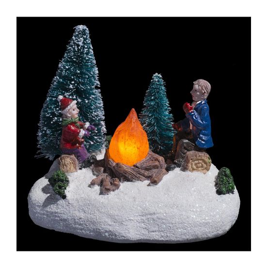 Village de noël lumineux scène de noël autour de sapins