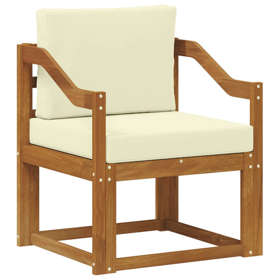 Canapé d’extérieur bois d'acacia massif et polyester naturel