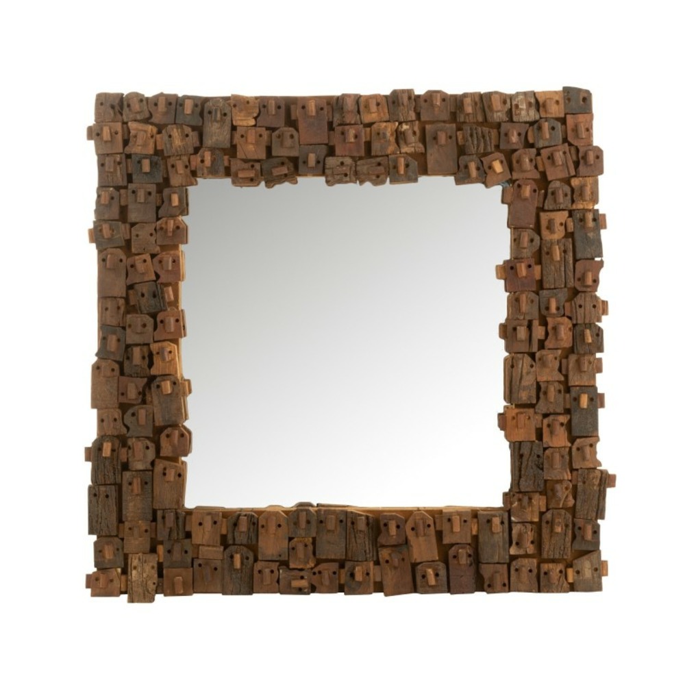 Miroir carré en bois recyclé 90x90cm