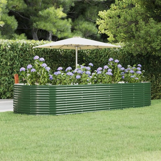 Lit surélevé de jardin vert 367x140x68cm acier galvanisé
