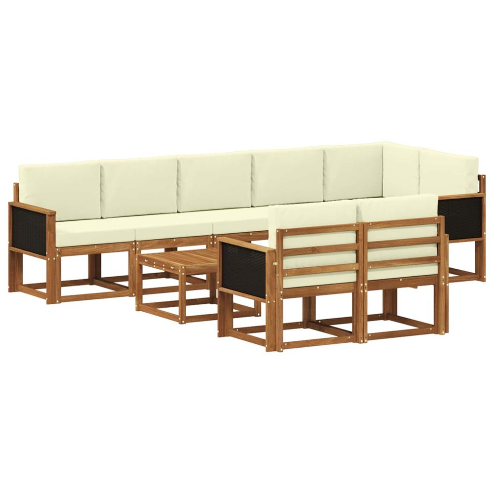 Ensemble de canapés d'extérieur 9 pc naturel et crème polyester