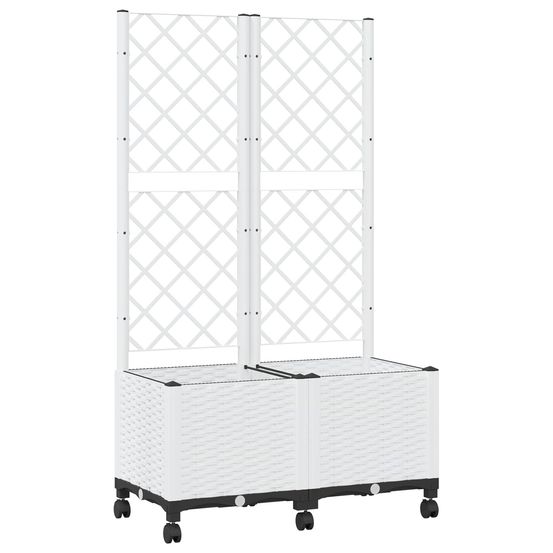 Bac de jardin avec treillis et roues blanc 80 x 40 x 146 cm pp