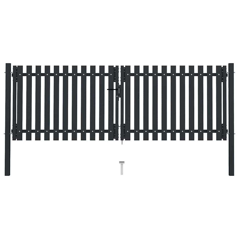 Portail double en acier 300 x 75 cm anthracite