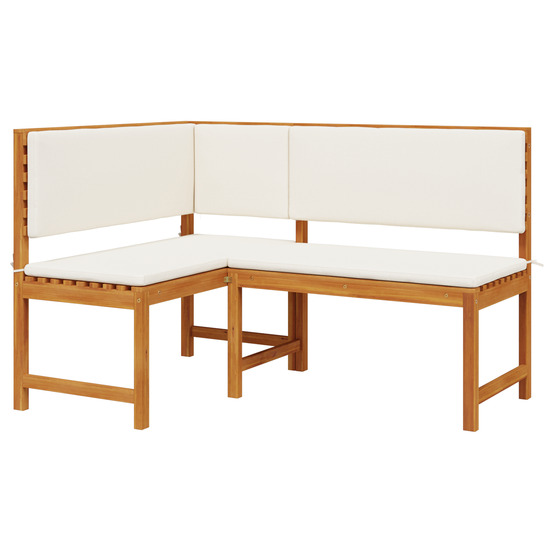 Banc d'angle de jardin avec coussins 140x100x91 cm en bois massif d'acacia