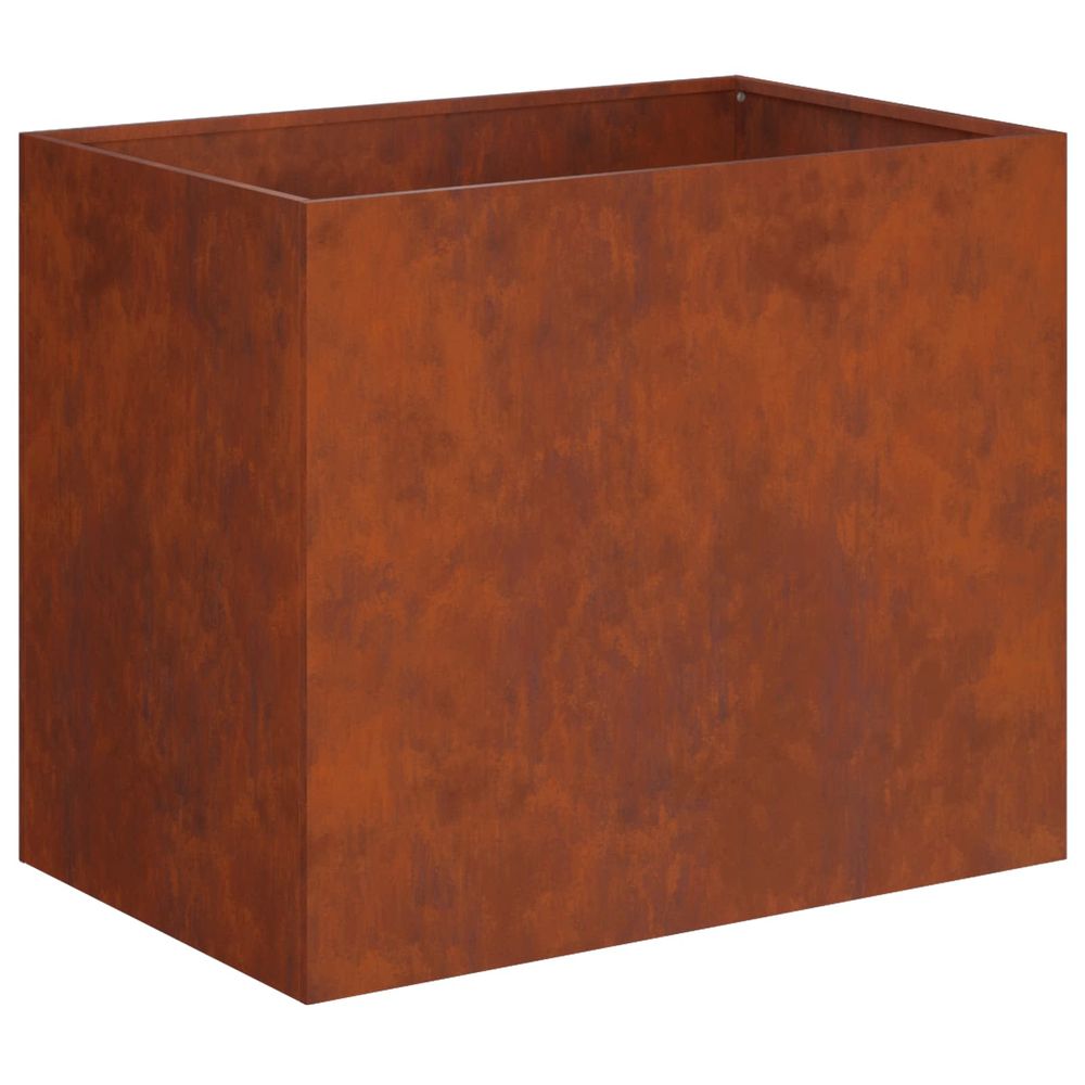 Cache-pot de jardin rouillé 60 x 40 x 50 cm acier patiné