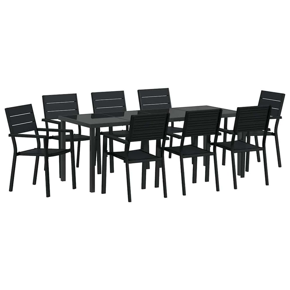 Ensemble de salle à manger pour jardin 9 pc noir