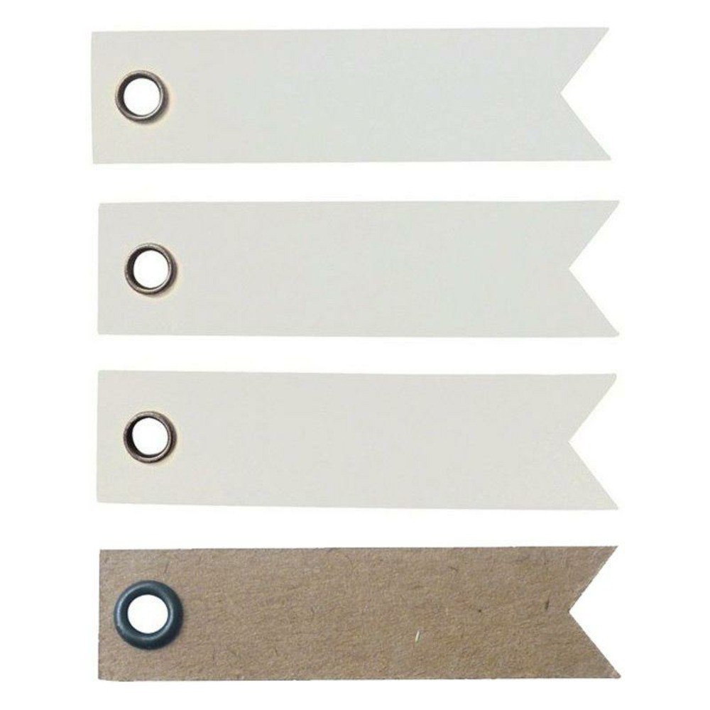 100 étiquettes blanches fanion + 20 étiquettes kraft fanion