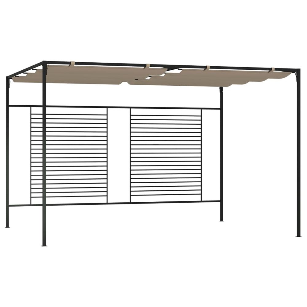 Belvédère avec auvent rétractable 3x4x2,3 m taupe 180 g/m²