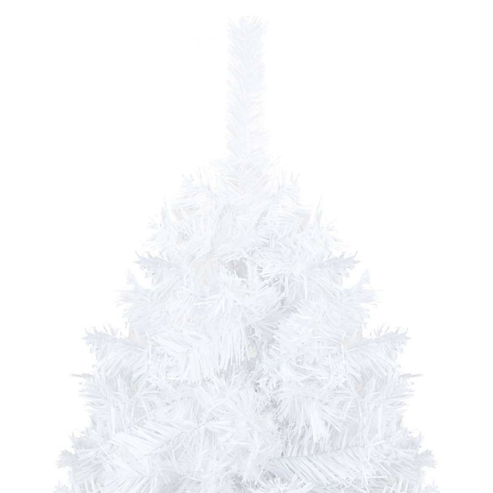 Arbre de noël artificiel pré-éclairé et boules blanc 210 cm pvc