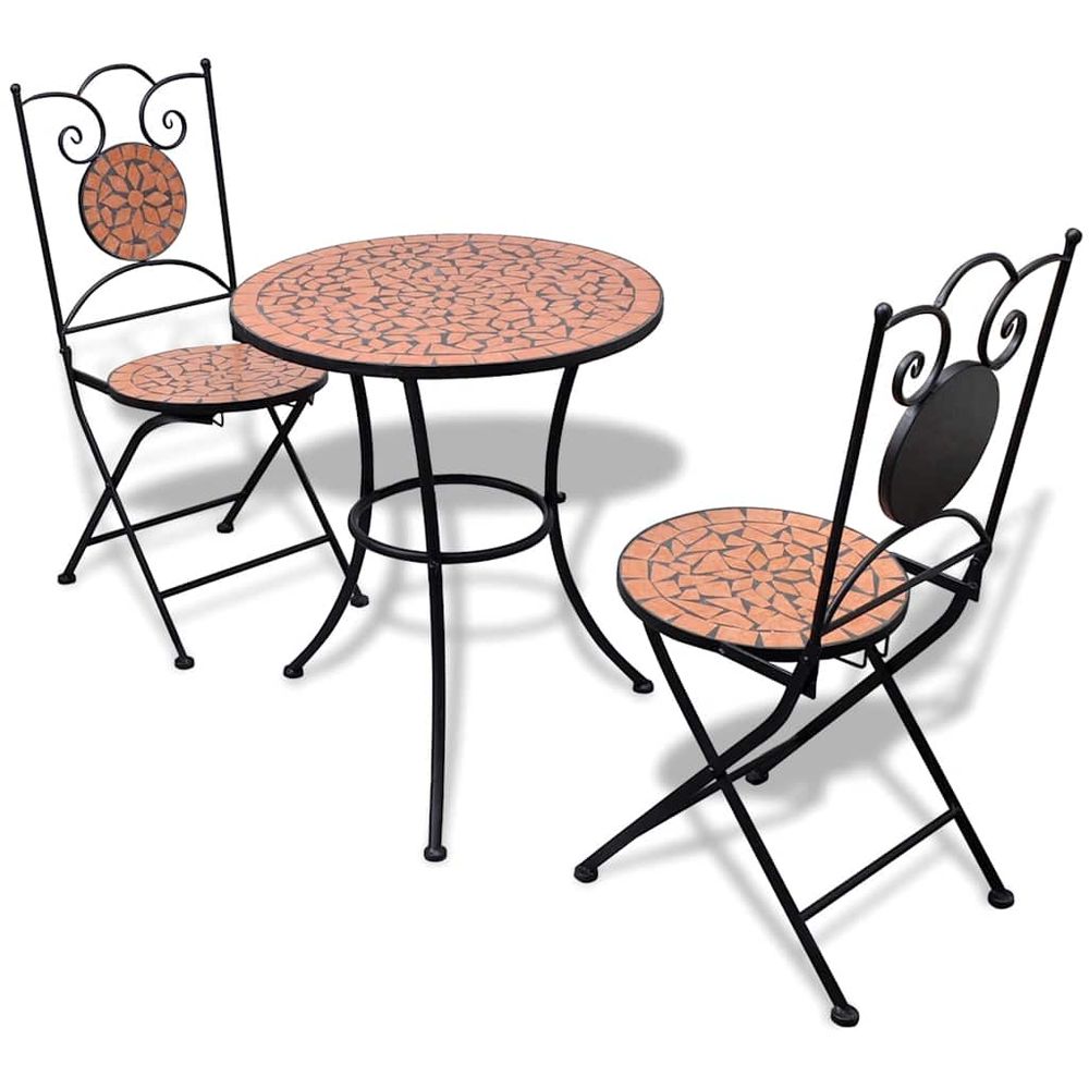 Ensemble de bistro 3 pcs carreaux céramiques terre cuite