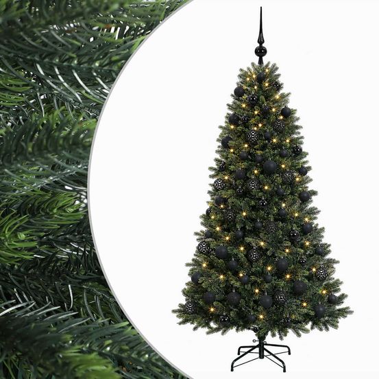 Arbre de noël artificiel avec boule 210 cm 300 led blanc chaud
