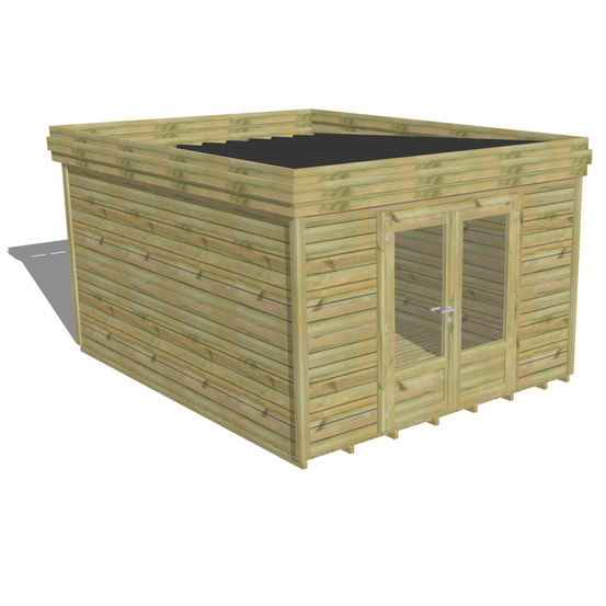 Abri de jardin bois pin traité autoclave 27mm - 3,44x4,34m / 15m2 - bac acier - plancher bois