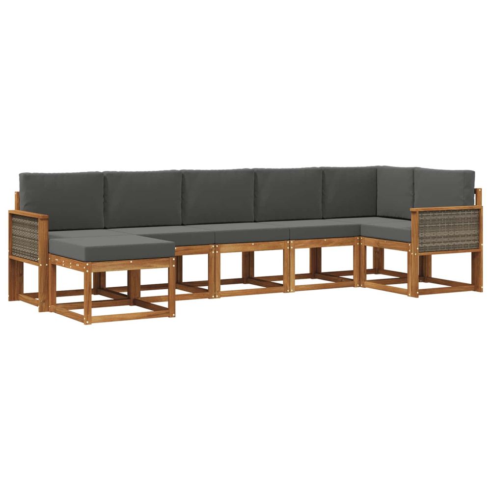 Ensemble de canapés d'extérieur 7 pc naturel et anthracite