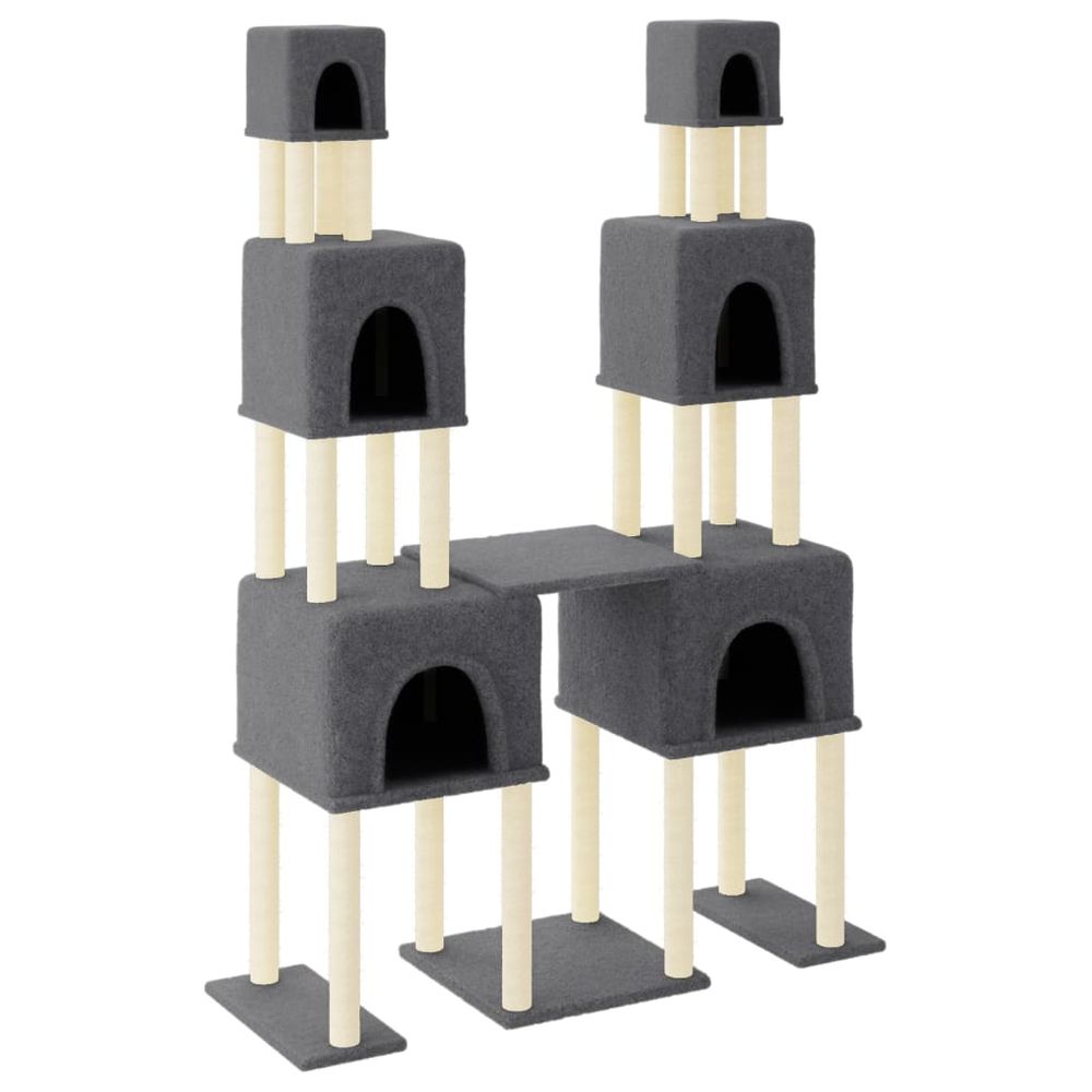Arbre à chat avec griffoirs en sisal gris foncé 199 cm