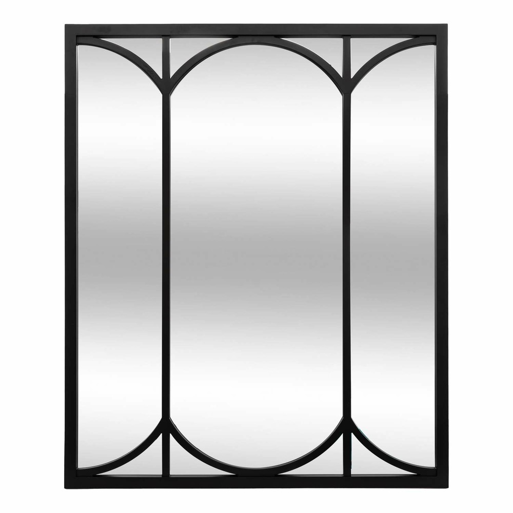 Miroir style verrière - 74 x 90 cm - noir