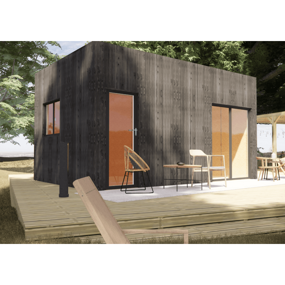 Studio de jardin re2020 en bois 5,5 x 3,5 x 3,2 m / isolation re2020 / menuiseries alu k-line