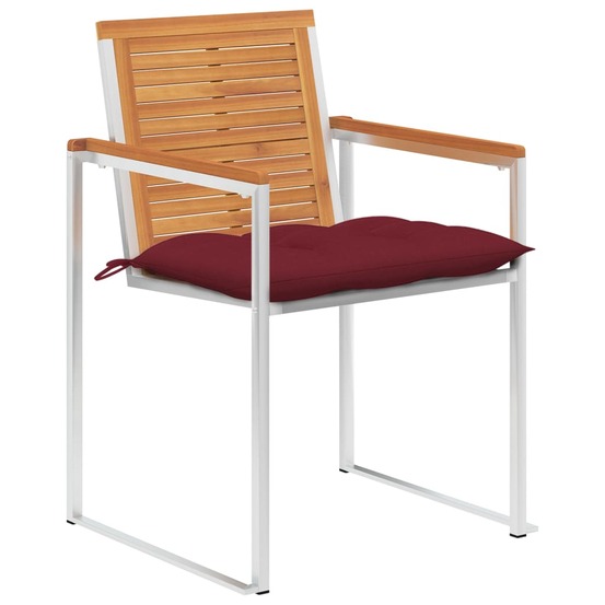 Chaises de jardin lot de 4 avec coussins bois d'acacia massif