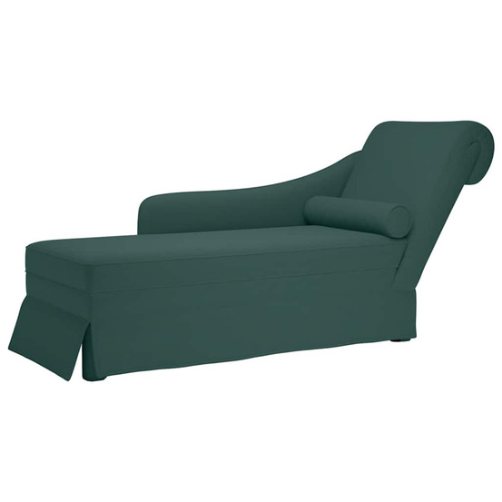 Fauteuil long et traversin accoudoir droit vert foncé velours