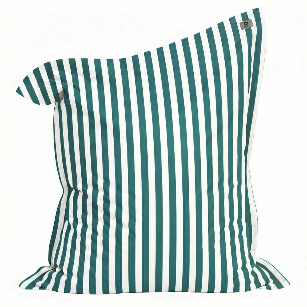Pouf géant xxl 180x140 rayures vert - déhoussable et anti-uv - intérieur / extérieur