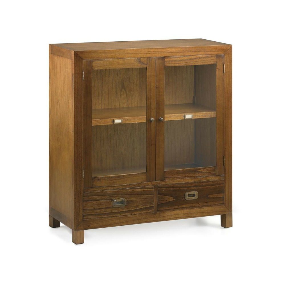 Vaisselier 2 tiroirs bronze bois marron - onéline décoration d'autrefois