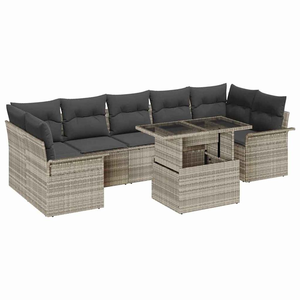 Ensemble de canapé de jardin 8 pc gris clair