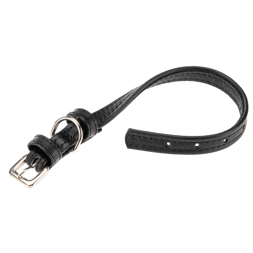 Collier pour chiens vogue cf15/29, cuir véritable, réglable, boucle en métal, noir