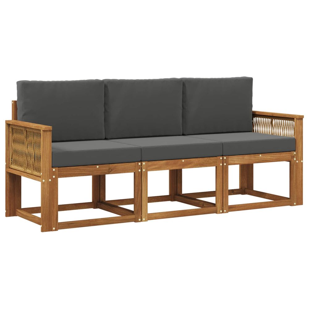Ensemble de canapés d'extérieur 3 pc naturel et anthracite