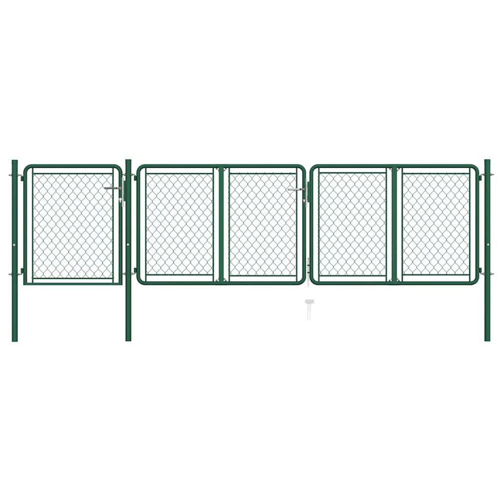 Portail de jardin en acier vert 400 x 100 cm