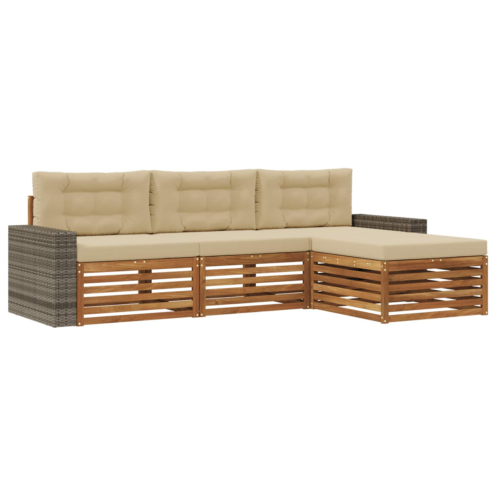 Ensemble de canapés d'extérieur 4 pcs naturel et beige