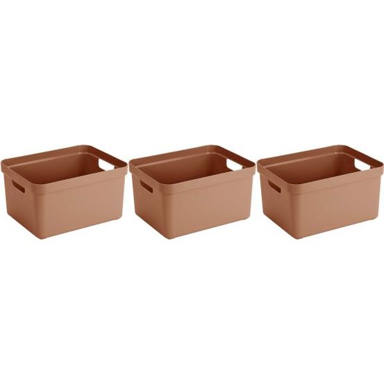 Boite de rangement sigma home box 32 l (lot de 3) terracotta